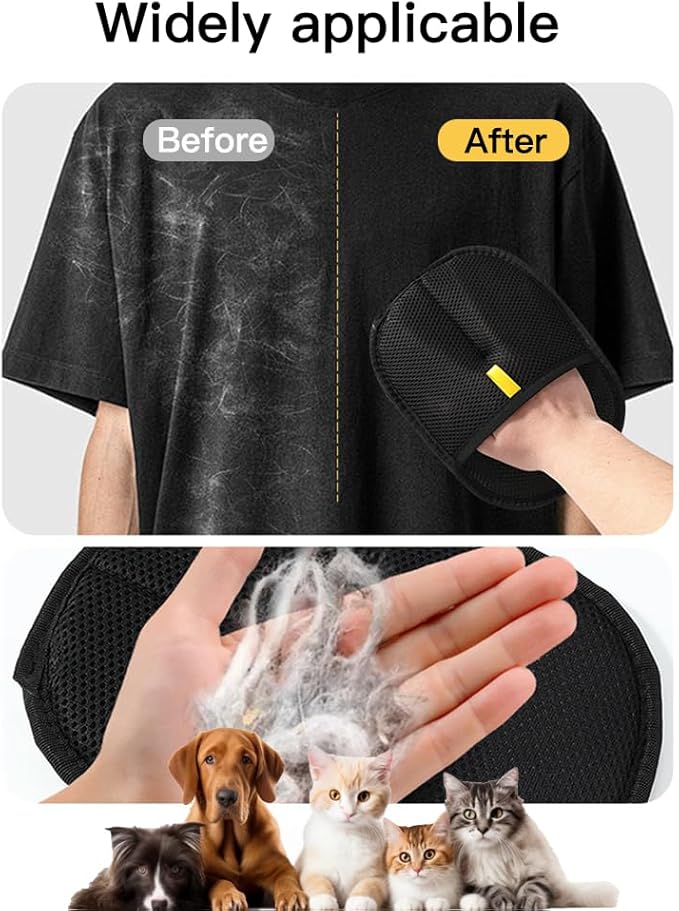 Pet Hair Removal Glove, Reusable Pet Grooming Mitt for Dogs and Cats, Effectively Removes Hair from Clothing Couch Carpet Car Seat (1 Pack)