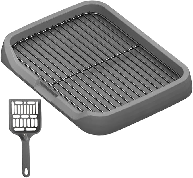 Dog Toilet, Indoor Potty Tray Pet Litter Pan, Puppy Potty Tray, Potty Trainer Puppy Pee Pad for Small Medium Large Dogs, Gray