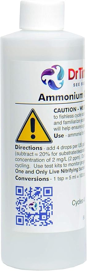 Dr Tim's Aquatics Ammonium Chloride Aquarium 100% Natural – 8 Oz. (Dr Tims Aquatics Ammonium Chloride | Saltwater Freshwater and Reef Aquariums, 100% Natural, 8 Oz)
