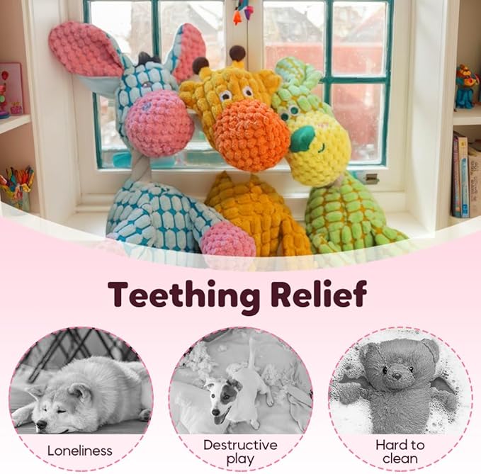 2026 New Dog Toys, Indestructible Plush Dog Toy for Aggressive Chewers, Interactive Squeaky Soft Puppy Chew Toy, Durable Teething Toys for Small Medium Large Dogs (Green+Brown)