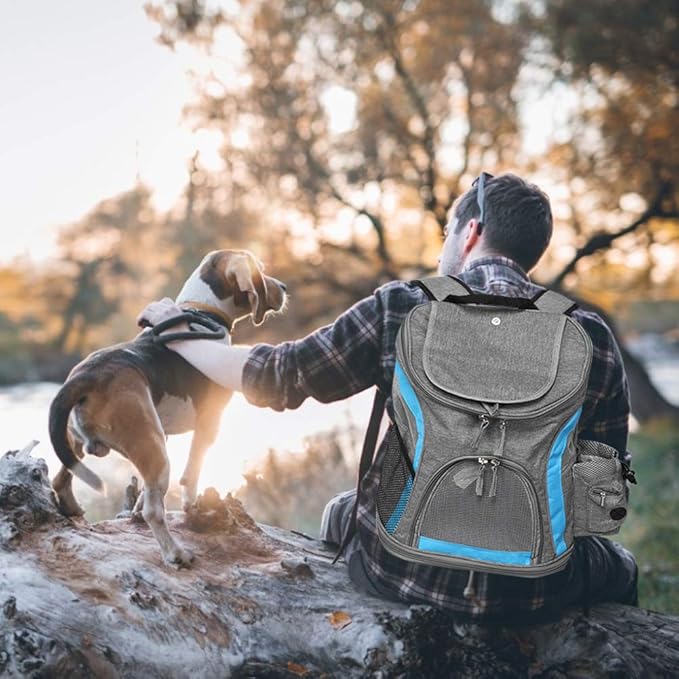 Folding Pet Carrier Backpack, Breathable Cat Carrying Bag with Mesh Ventilation and Snack Pockets for Outdoor Travel, Shoulder or Hand Carry Use