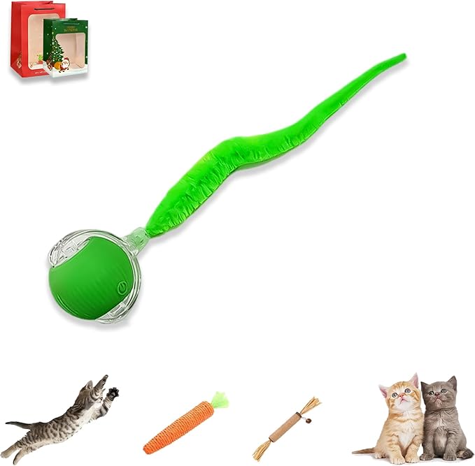 2026 New Generation Interactive Cat Toys Indoor, 360° Smart Automatic Cat Ball Three Modes with Long-Lasting Durability, for All Cats & Dogs (Green, Wake C)