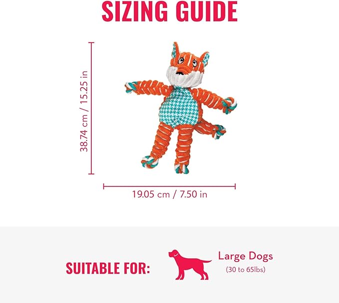 KONG Floppy Knots & Signature Balls (2 Pack) - Knotted Dog Toy Entices Play & Satisfies Instincts - Dog Supplies with Minimal Stuffing - Strong Dog Toy Balls for Fetch - Fox, for Large Dogs