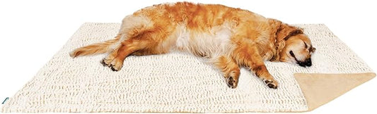 FurHaven Waterproof Dog Blanket – Birch Faux Fur & Suede Calming Throw for Pets, Washable – Taupe, XL