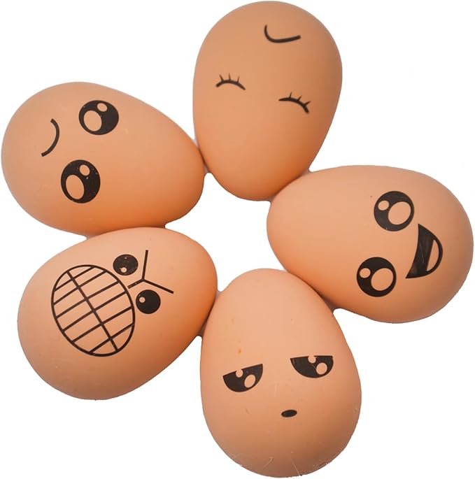 Easter Soft Rubber Bouncy Eggs Bouncy Balls Pet Toys, Interactive Fetch Bouncing Balls Dog Bite Cat Teeth Toy, Puppy Toys 6 PCs, Funny Happy Face