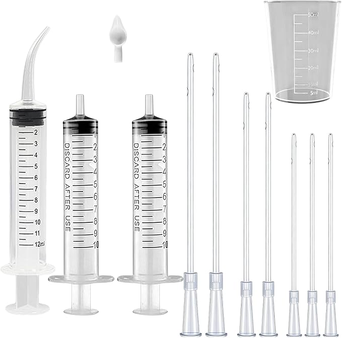 Baby Bird Feeding Syringe Set, Pet Parrot Milk Feeding Syringe with Tubes, Parrot Feeding Tubes Measuring Tools for Feeding Pets Scientific Industrial Labs… (10ml +10ml +12ml White)