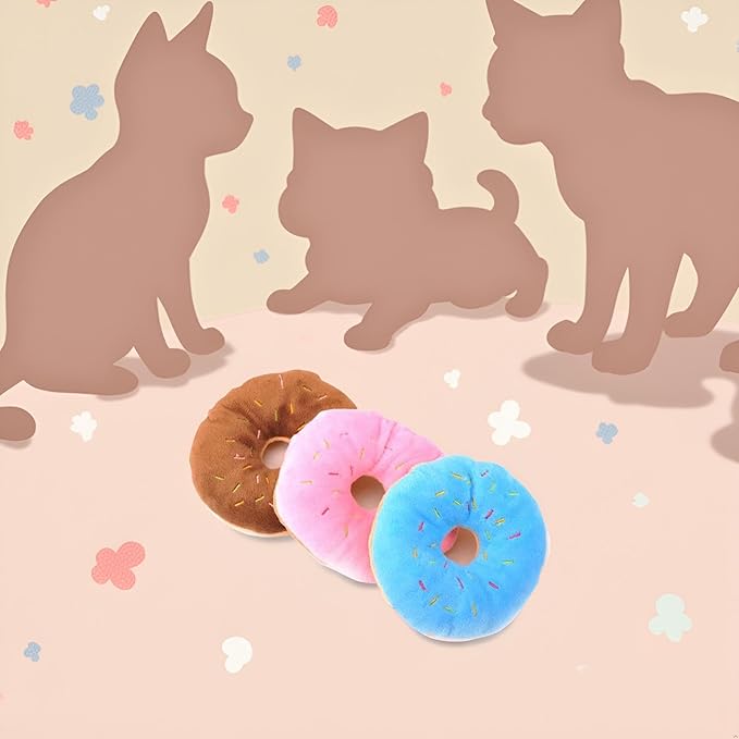 Multicolour Pet Toy Donut-Shape Squeaky Squeaker Puppy Dog Pet Cat Kitten Sound Chews Toy Random Color Sturdy and Practical Simple and Sophisticated Design Pet Supplies