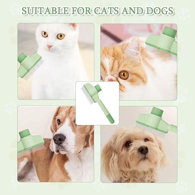1PC Flea Comb for Cats Dogs Brush, Self-Cleaning Grooming Brushes for Shedding Pet Hair Removal Comb, Pet Grooming Supplies for Cats & Dogs Short & Long Hair