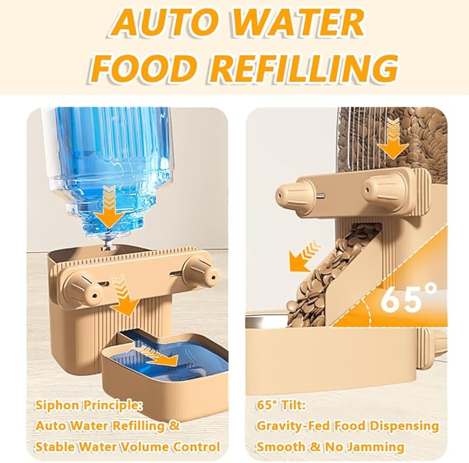 2-Pack Cage-Style Large Capacity Hanging Automatic Pet Feeder & Water Dispenser, Refillable from Outside The Cage, 50oz/1500ml, for Small/Medium Dogs, Cats, Rabbits & Guinea Pigs