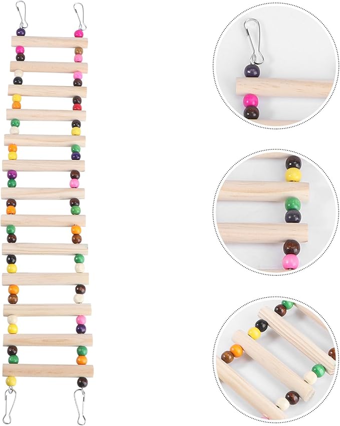 Hamster Climbing Ladder Pet Playing Wooden Mini Ladder for Bird Cage Accessories Small Pet Exercise for Hamsters and Parrots