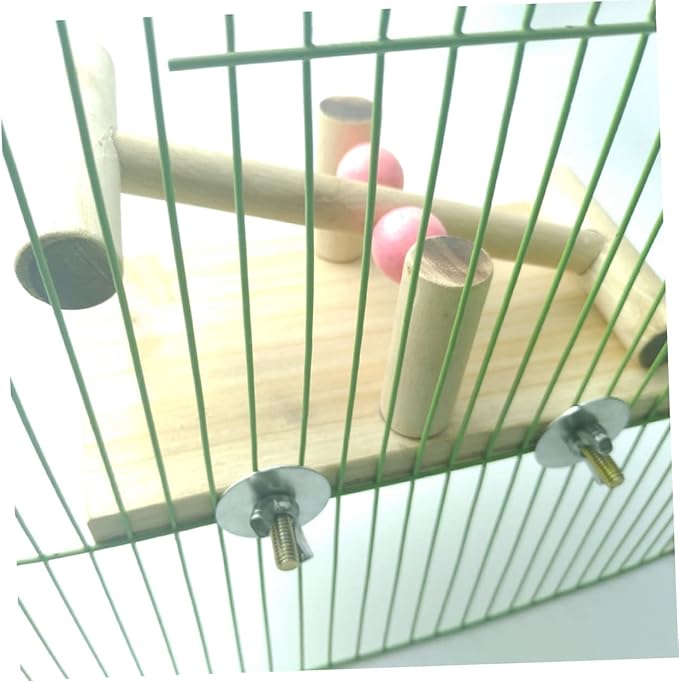 ORFOFE Parrot Hamster Toys Seesaw Climbing Rack Bird Cage Accessory Wooden Toy Random Color