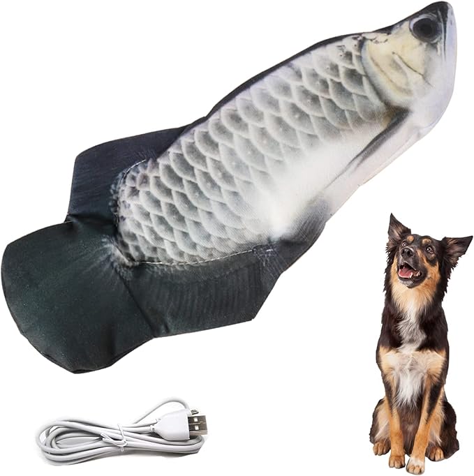 VAIZIQ Flopping Fish Realistic Rocking Dog Toy - Interactive Pet Toys for Small/Medium Dog Exercise