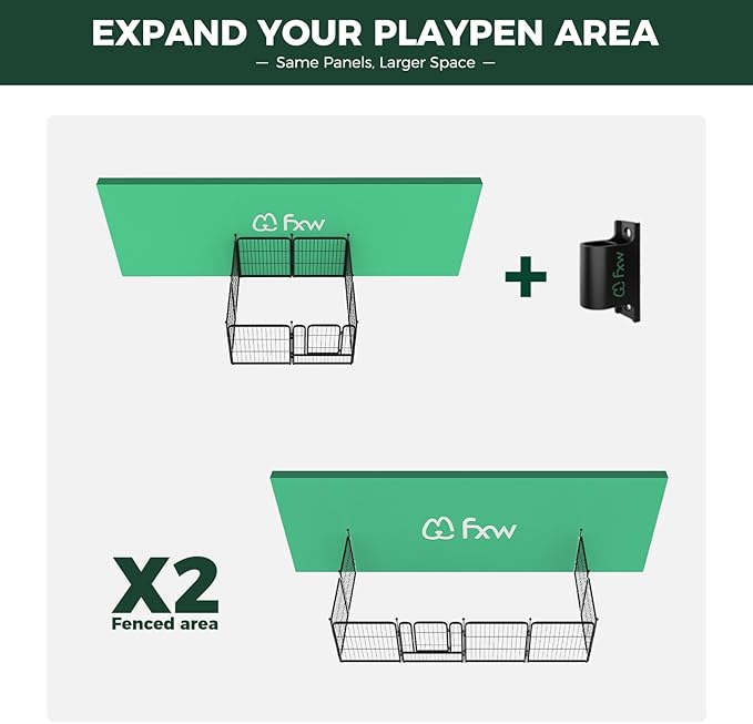 FXW Rollick Dog Playpen with Anchor Kit (Pack of 4) – 40 Inch 16-Panel Dog Pen for Large Dogs, Stable & Safe Indoor/Outdoor Play│Patented