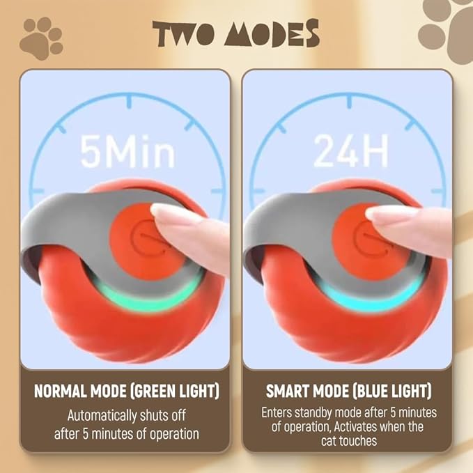 2025 New Speedy Interactive Cat Toy - Two Speed Adjustment, USB Rechargeable Smart Automatic Rolling Pet Ball With Replacement Tail for Indoor Cats (Blue)