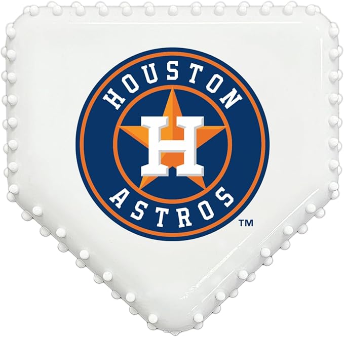 Pets First MLB Houston Astros Hard-Nylon Baseball Home Plate Dog Chew Toy, Interactive and Fun Dog CHEW Toy, Bacon Flavored, Strong Durable Chew Toy for Pets