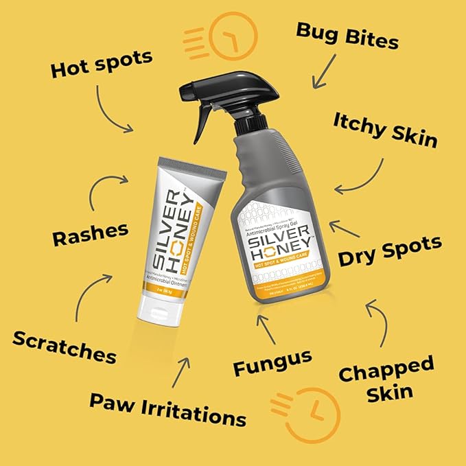 Absorbine Silver Honey Hot Spot & Wound Care Ointment for Dogs, Cats, Small Animals, 2 oz Tube Twin Pack