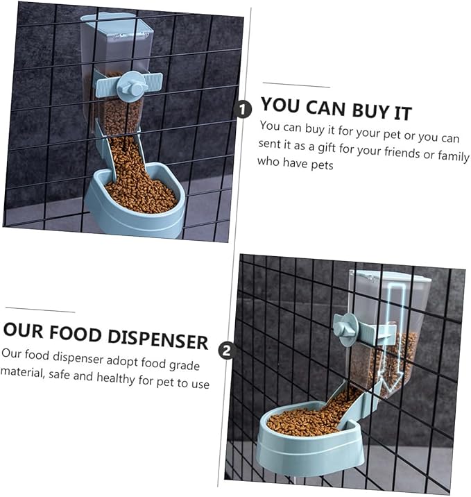 Mobestech Hanging Automatic Small Pet Feeder for Birds and Hamsters, Blue Plastic Bird Cage Accessory, Convenient Outdoor and Indoor Use
