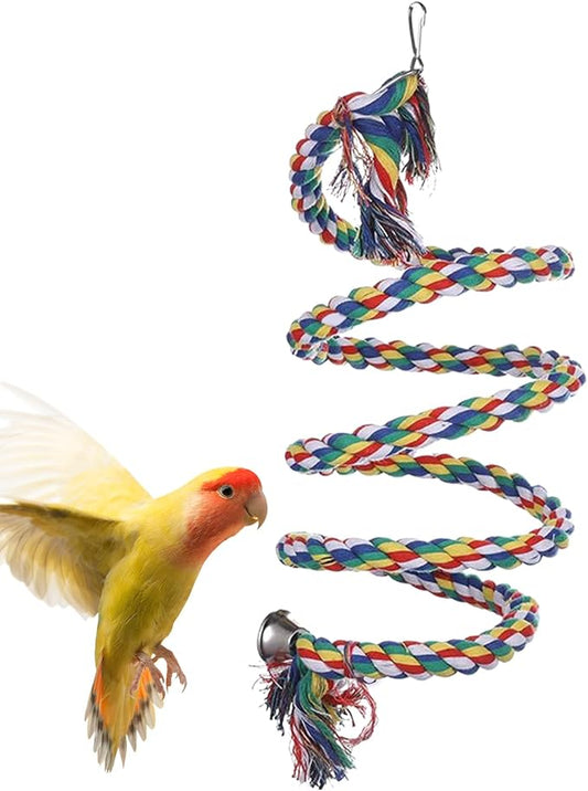 Ergonomic Rope Perch, Bite-Proof Colorful Swing Pet Accessories, Cockatiel Perch Bird Cage Swing Toys,for Parakeet Conure Canaries Hamster Indoor Home Play Chewing