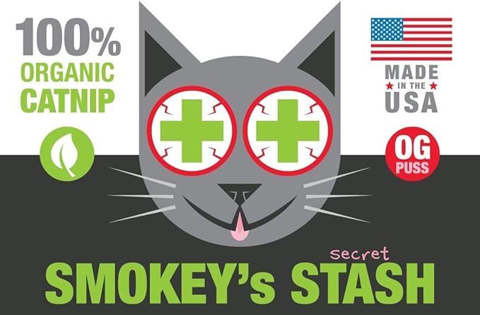 Smokey's Stash Catnip – 100% Natural Premium Catnip for Cats –Fresh, Potent & Aromatic – Encourages Play, Reduces Boredom for Indoor Cats & Kittens – Grown in North America – Pop Top Can (3 Pack)