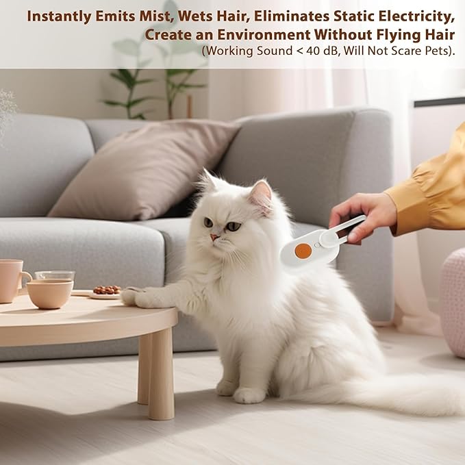 4 in 1 Cat Steam Brush for Shedding, Rechargeable Pet Groomer Brush with Steam, Multifunctional Anti-Static Hair Removal Comb for Cats and Dogs, Used for Massage, Cleaning, Shedding & Combing (White)