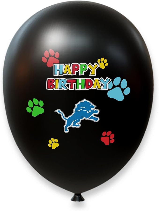 NFL Detroit Lions Dog Birthday Party Set 10pcs with 1 Football Bandana Large/X-Large, 1 Crown Hat, 1 Banner, 1 Birthday Cake Toy & 6 B-Day Balloons, Dog Birthday Set, Costume, Fun Doggie Pawty