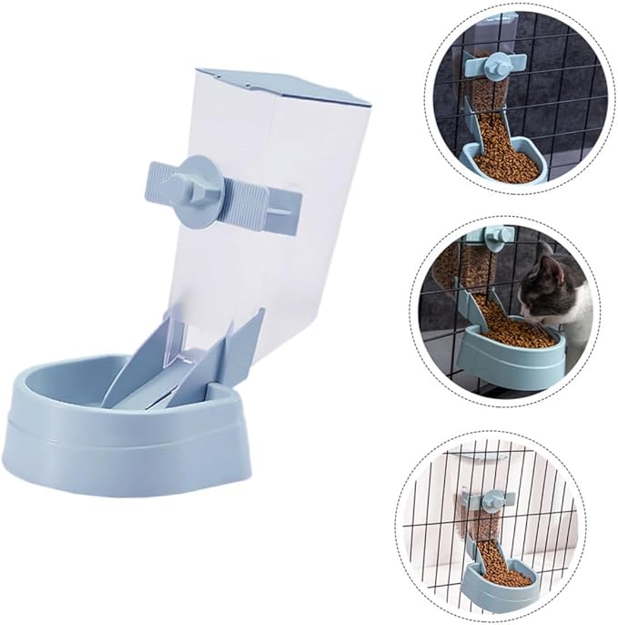 OUNONA Hanging Automatic Bird Feeder Blue Small Pet Food Dispenser Refillable for Outdoor Birdcage Parrot Hamster Cage Accessory