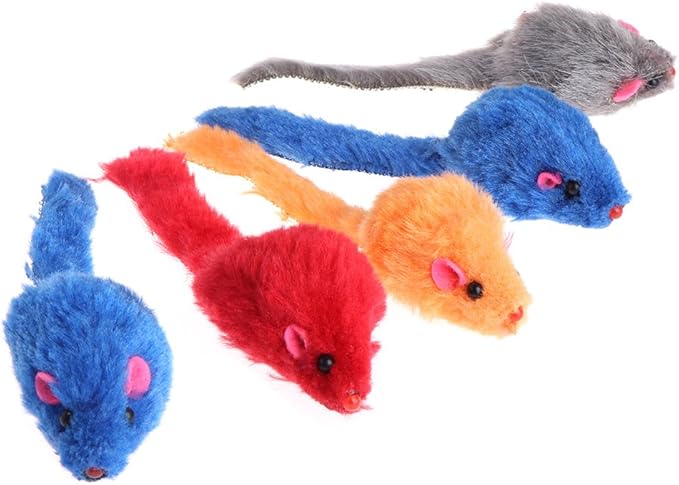 10PCS Plush False Mice Cat Toys Sound Making Interactive Play Soft Material Random Colors for Indoor Cats Entertainment