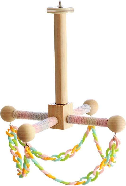 Wooden Pet Swing Toy - Bird Cage Hanging sSwing Perch Climbing Accessory, Natural Chew Safe Small Animal Toy | Hamster Guinea Pig