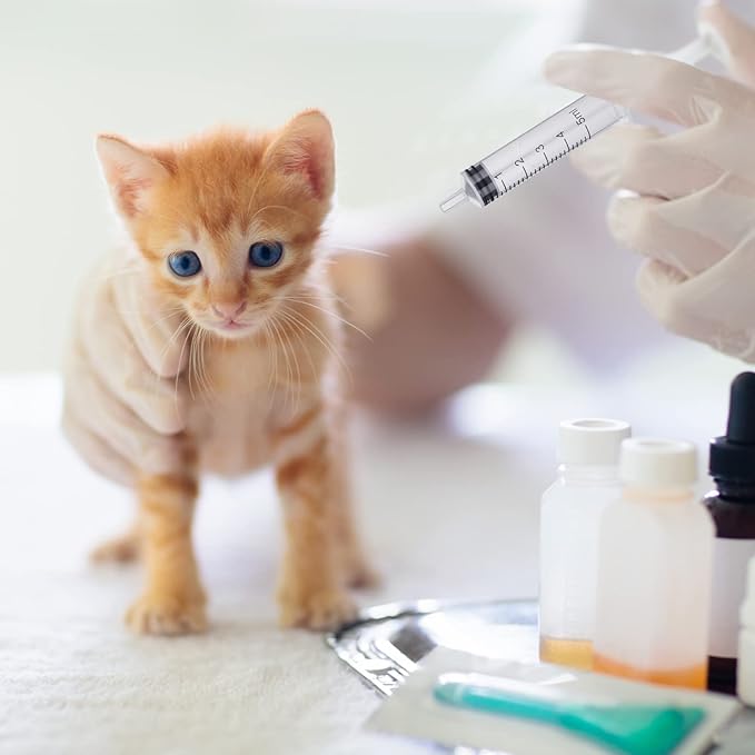 Jutom 10 Pack Puppy Kitten Feeding Tube Kit Include 5 Pack 8 FR Red Rubber Puppy Feeding Tube and 5 Clear Kitten Syringe 5 ml 10 ml 20 ml 30 ml 60 ml for Goat Small Animals