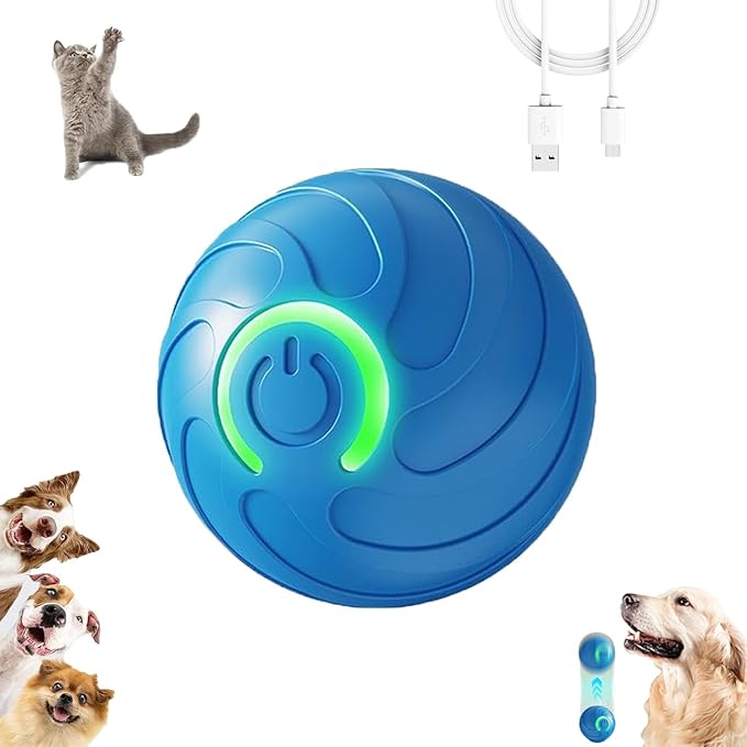 Smart Jumping Ball for Dogs,Duraspin Dog Bouncing Ball,Automatic Rolling,Interactive Bouncing Toys for Small Dogs,Dog, Blue