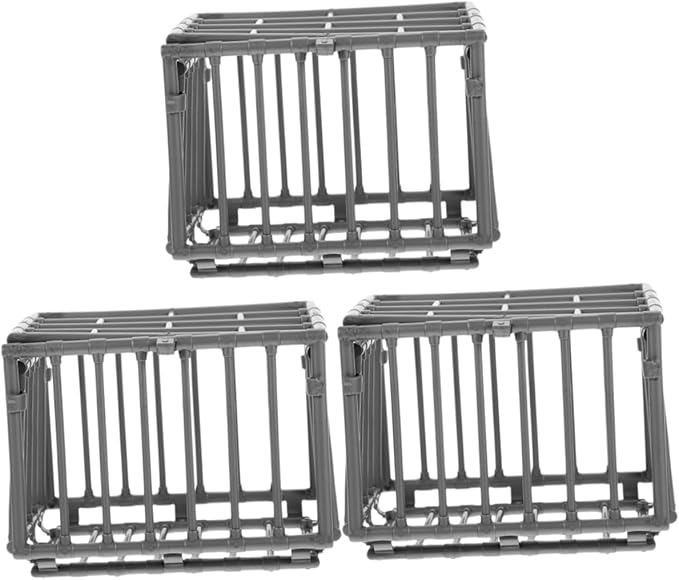 VICASKY 3pcs Miniature Cage Model for Small Animals DIY Toy Accessories Action Figure Cage Decor for Pets
