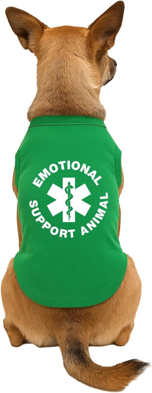 Emotional Support Animal Dog Tee Shirt | Sleeveless Breeds | Service Dog | Working Animal | Assistance |Green, 2X-Large 209