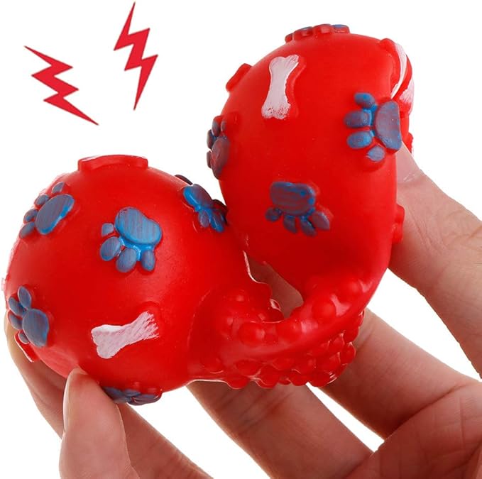 Rubber Barbell Soft Chew Bite Molar Teeth Toys Play Funny Footprint Bone Pet Cat Kitten Dog Puppy Products Interactive Dumbbell Toy