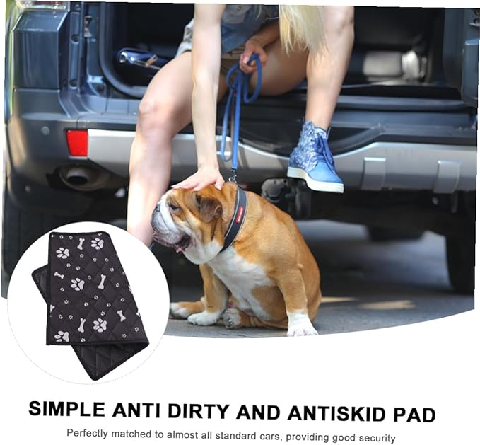 ARTIBETTER Breathable Dog Car Seat Cover with Non-Slip Pet Automobile Pad, Black Bone Paw Print, M Size 50x35cm, Lightweight Protective Back Seat Mat for Dogs in Car Travel