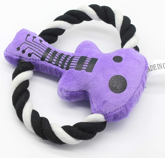 Cotton Rope Plush Guitar Squeaky Bite Toy for Dog Cat