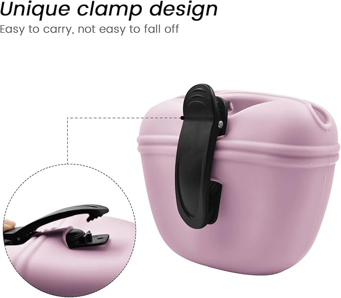 AUDWUD Silicone Dog Treat Pouch,With Dog Training Clicker,Clip on Portable Training Container,Convenient Magnetic Buckle Closing and Upgraded Waist Clip for Enhanced Stability