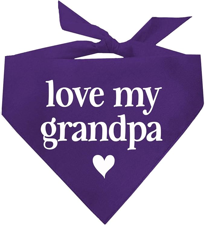 Love My Grandpa Father's Day, Valentine's Day Dog Bandana (426 Purple, One Size)