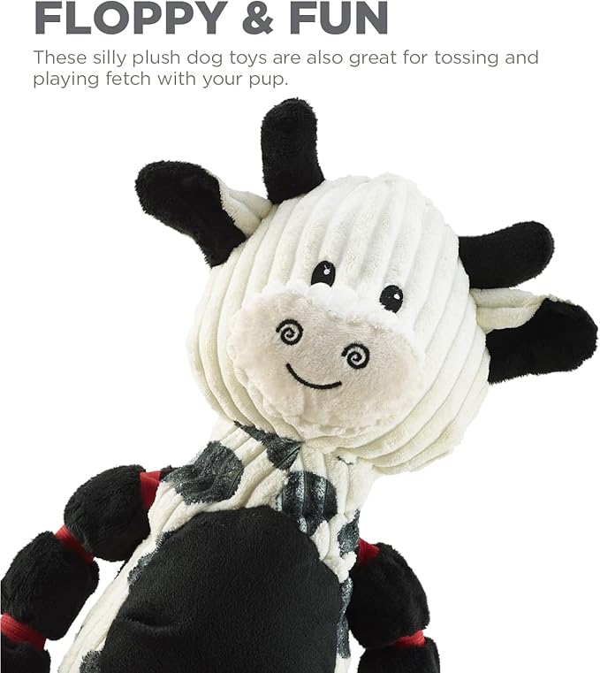 Charming Pet Thunda Tugga Cow Plush & Squeaky Dog Tug Toy (Pack of 2)