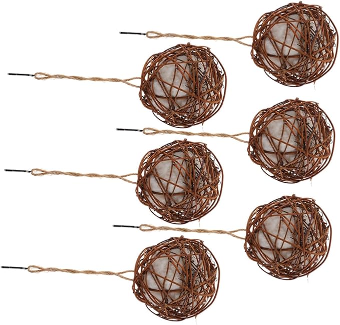 TOYANDONA 6pcs Natural Rattan Parrot Chewing for Small Birds Hanging Cage Accessories for Parakeets Cockatiels Enhancing Activity with Cotton Safe Bird