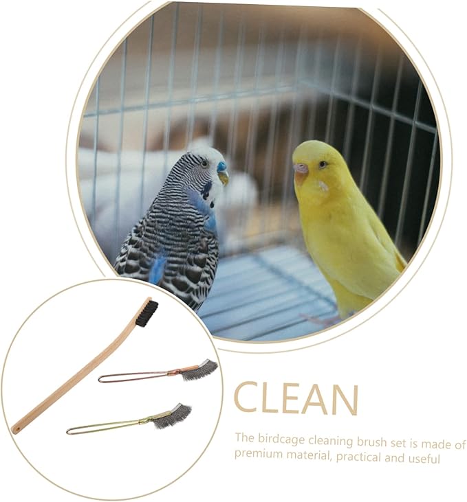 Levemolo 3pcs Bird Cage Cleaning Brush Handle Brushes for Bird Nest Cleaning Essential Pet Supplies