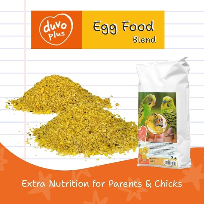 Duvoplus Egg Food for Birds 5Lb - Nutrient-Rich Blend with Added Vitamins & Protein for Supporting Growth, Feather Care, Breeding, Daily Nutrition of Canaries, Finches, Parakeets and Exotic Birds
