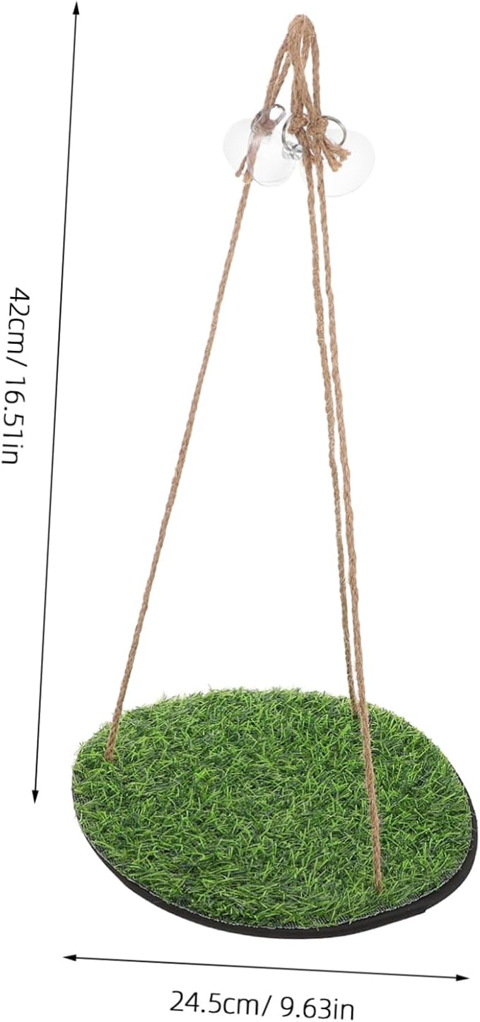 LIOOBO Artificial Grass Bird Hammock Indoor Outdoor Swing Platform for Parrots Reptiles and Lizards Climbing Net Accessory Suitable for Bird Cages and Gecko Habitats