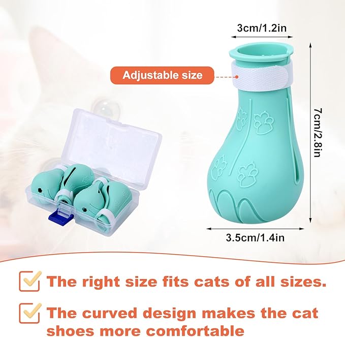 Gosknor 4 Pcs Silicone Cat Feet Claw Covers, Anti-Scratch Cat Nail Shoes Kitten Feet Paw Boots Cat Protector Caps to Prevent Scratching Pet Supplies for Bathing Shaving Grooming