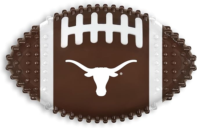 NCAA Texas Longhorns Mega-Chew Hard Nylon Bacon-Flavored Dog Bone Football Chew Toy. Interactive Tasty & Fun Dog Chew Toy. Indestructible Strong Durable Tough Dog Toys for Aggressive Chewers