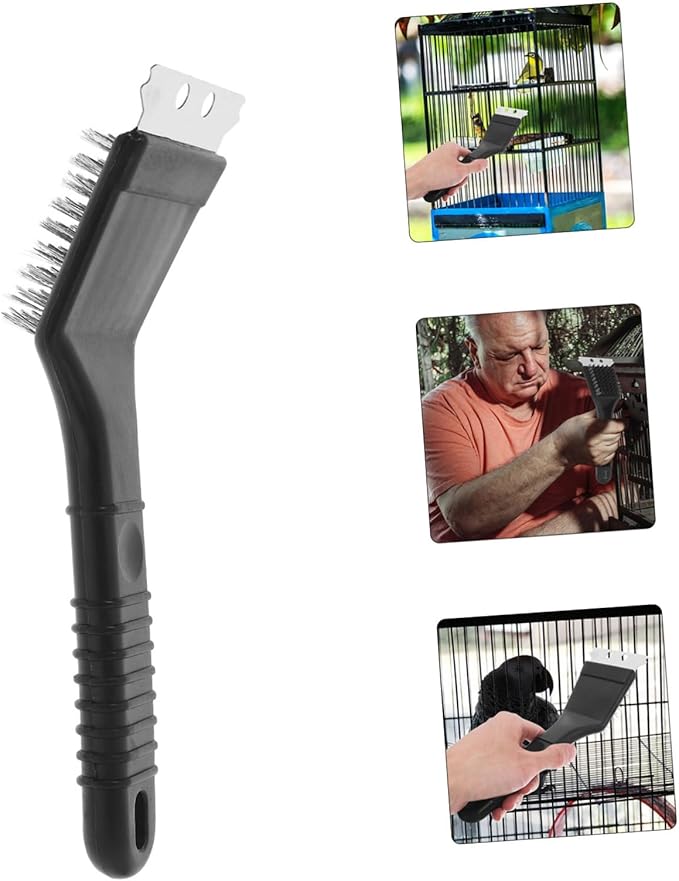UPKOCH Birdcage Hygiene Brush Bird Droppings Removal Brush Long Handle Cage Cleaner Stainless Steel Shovel Versatile Pet Cage Cleaning Equipment