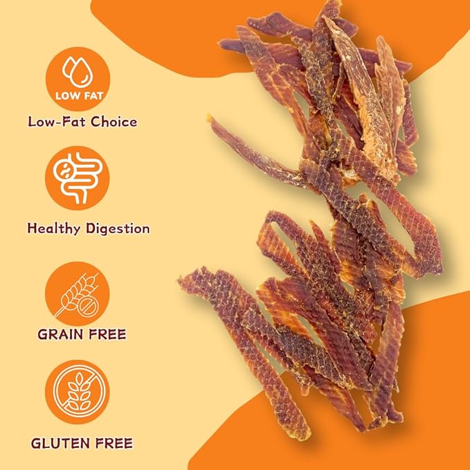 Air-Dried Duck Jerky Dog Treats, Novel Protein & Grain-Free Tender Snacks, All Natural Single Ingredient Training Reward for Sensitive Dogs, 5.29 Ounce (2 Pack x 5.29 Ounce,Chicken)