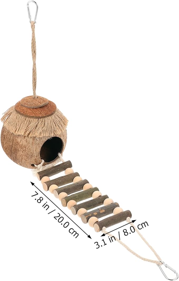 Abaodam 2pcs Hamster Coconut Shell Nest Hideout Toys Cozy Bed for Hamsters Bird Cage Accessory
