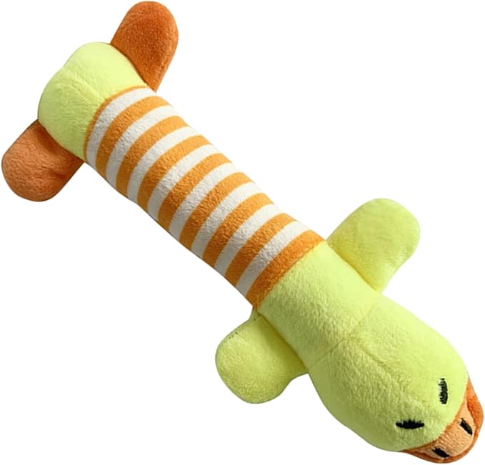 Zerodis Soft Stuffed Animal Shape Dog Chew Toy, Teeth Grinding Toy for Puppies and Cats, Fun Interactive Game (Duck)