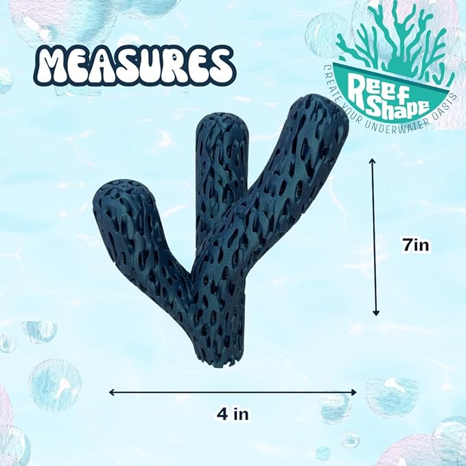 Chatelet REEFSHAPE Aquatic Branch Haven – Vertical Reef Shelter with 3-Limb Branch Design, Aquarium Safe Structure for Fish, Shrimp, Microorganisms, & Aquatic Pets (Neptune Blue)
