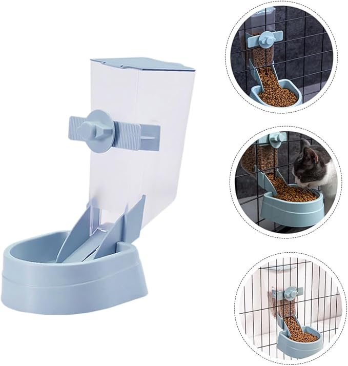 BESTYASH Automatic Hanging Pet Feeder for Small Birds and Hamsters, Blue Plastic Food Dispenser with Water Container, Suitable for Bird Cages and Small Pet Accessories